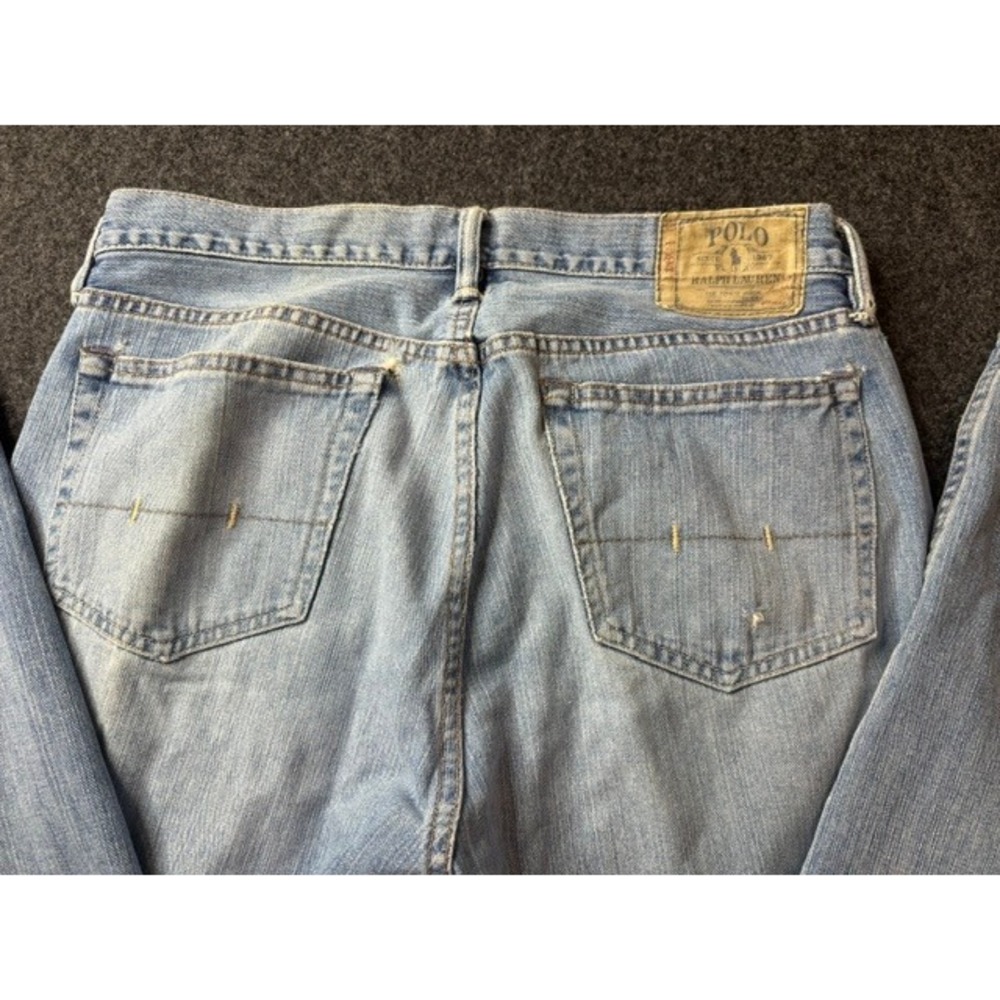 Polo Ralph Lauren Mens Straight Leg Light Wash Denim Jeans 33x30 Distressed - Picture 3 of 5
